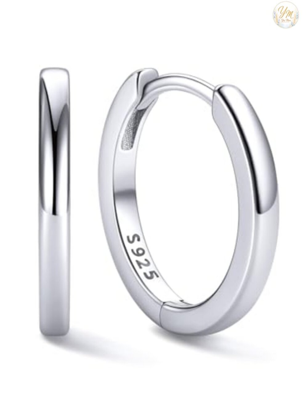 925 Sterling Silver Huggie Hoop Earrings for Women - 12mm